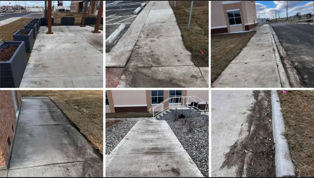 Commercial sidewalks before KC Splash post-construction cleaning &mdash; Kansas City