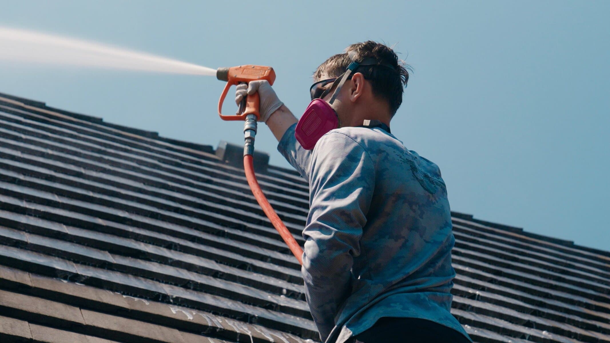Roof soft wash closeup KC Splash Kansas City shingle cleaning Parkville estate