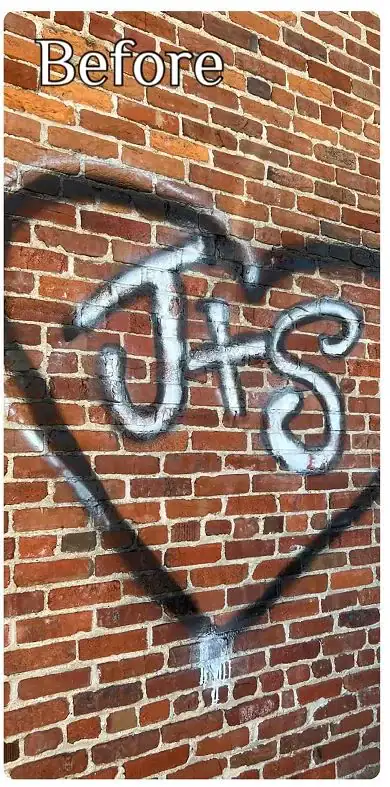Graffiti Removal Downtown Kansas City Brick Before