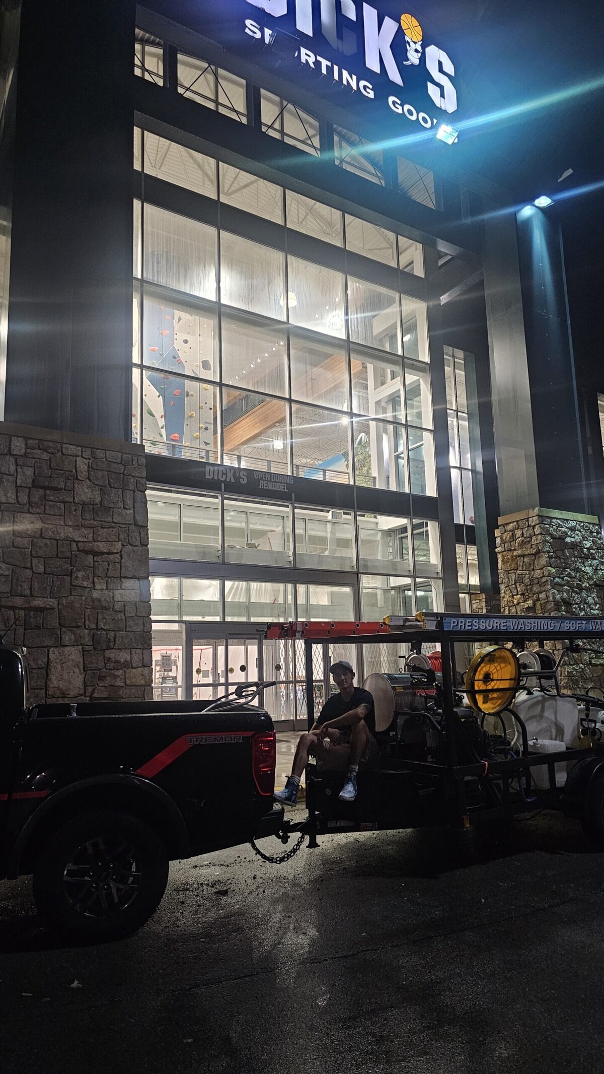 Johnny Lynn KC Splash crew member standing in front of Dick's Sporting Goods Leawood KS