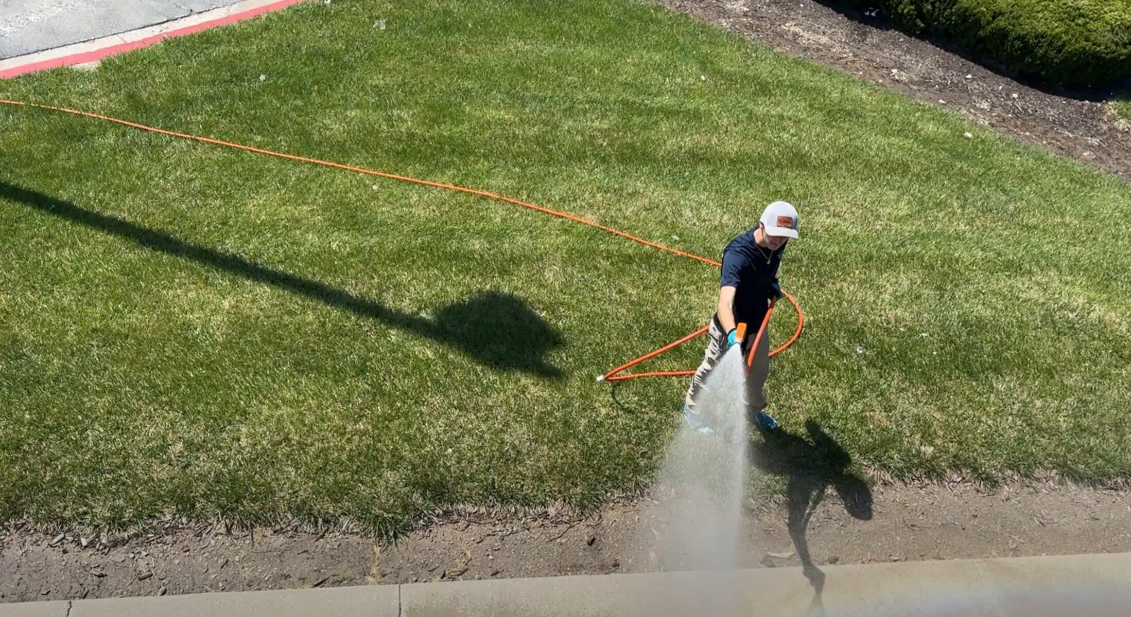 Aerial view β KC Splash truck and crew at Addington Place cottage buildings Shoal Creek Kansas City