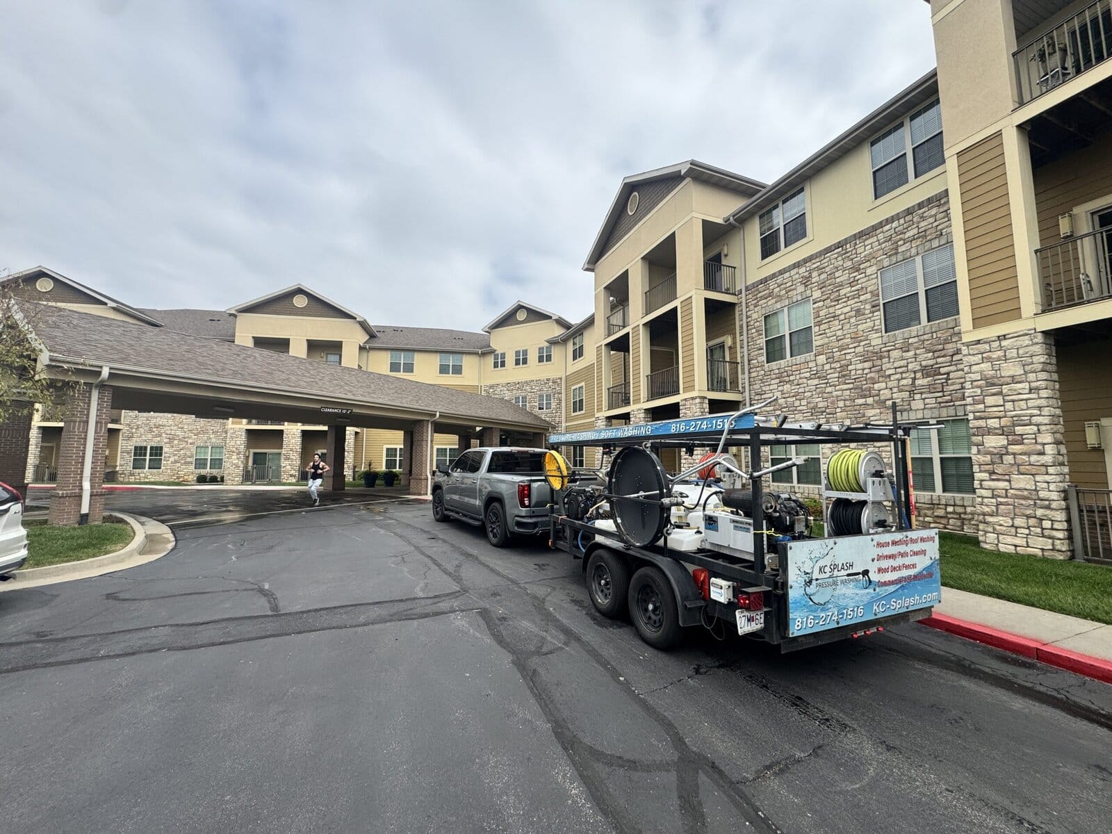 KC Splash truck and equipment at The Parkway Senior Living Blue Springs MO — 400,000 sq ft job complete