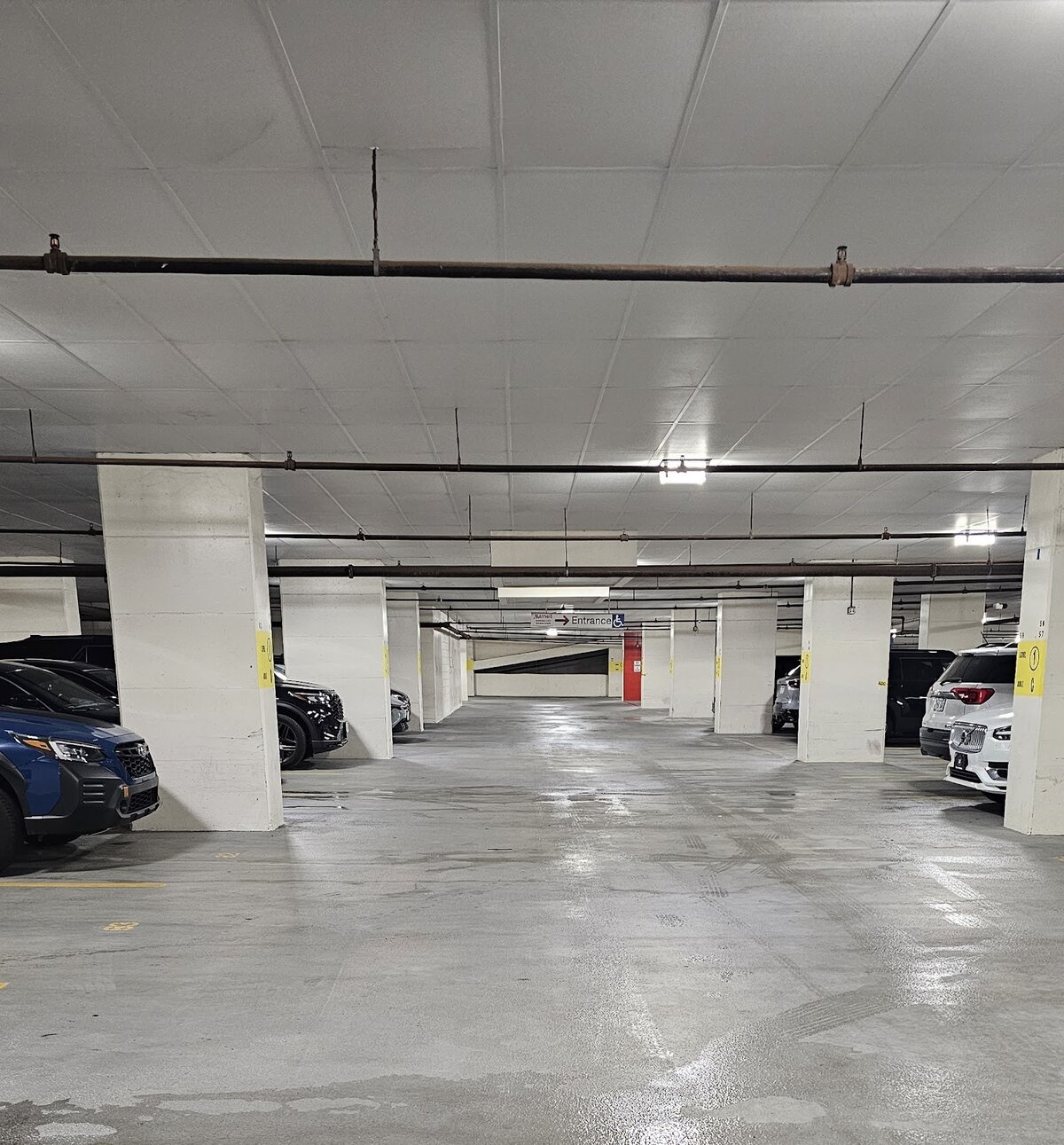 Fully cleared, clean structural concrete lanes restored to bright original aesthetic